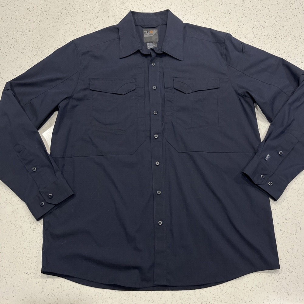 5.11 Shirt Men's Large Tactical Series TDU Ripstop Long Sleeve Black